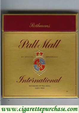 Pall Mall Rothmans International gold 100s cigarettes wide flat hard box